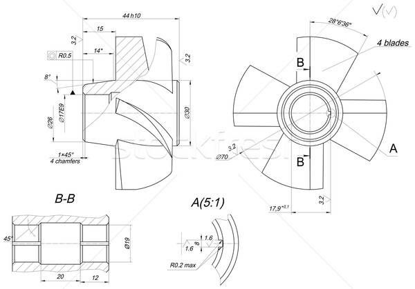 Engineering sketch of wheel with elements Stock photo © cherezoff