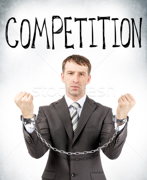 Empresário competição palavra cinza parede mão Foto stock © cherezoff