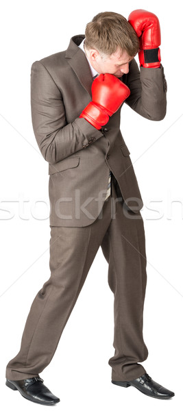 Businessman with boxing gloves defending Stock photo © cherezoff