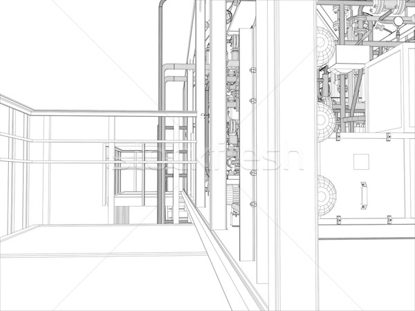 Industrial equipment. Wire-frame render Stock photo © cherezoff