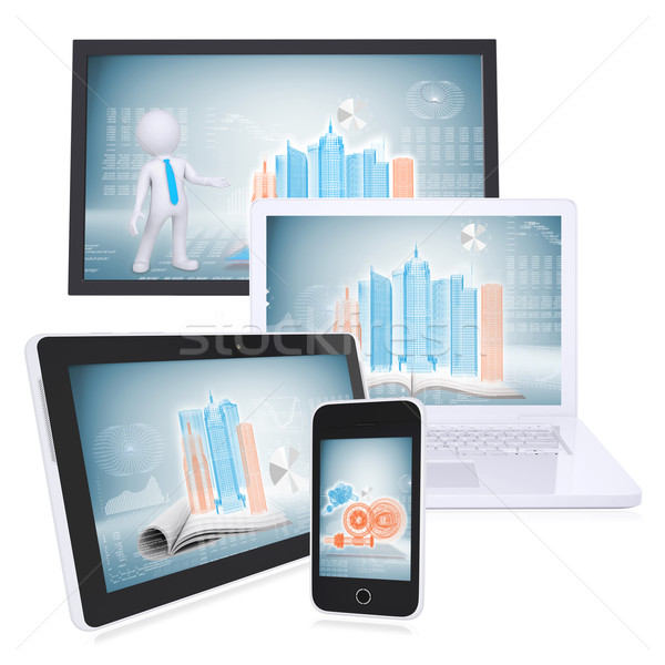 Monitor laptop tablet smartphone witte elektronica Stockfoto © cherezoff