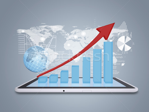 Tablet pc and growth chart on screen tablet Stock photo © cherezoff