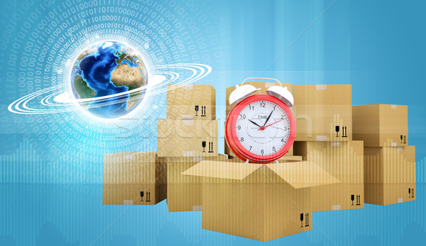 Postal boxes on them alarm clock. Backdrop of earth Stock photo © cherezoff