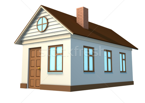 White house with brown roof Stock photo © cherezoff