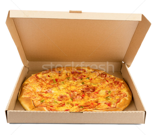 Stok fotoğraf: Lezzetli · pizza · kutusu · pizza · açmak · kutu · yalıtılmış