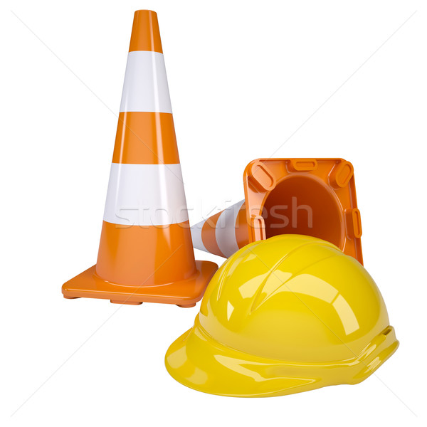 Traffic cone and helmet Stock photo © cherezoff