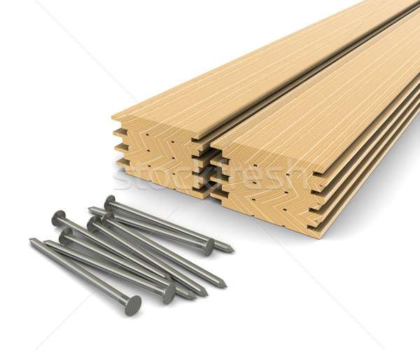Timmerhout nagels materiaal bouw hout ontwerp Stockfoto © cherezoff