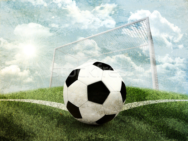 футбольным мячом углу области Гранж стиль спортивных Сток-фото © cherezoff