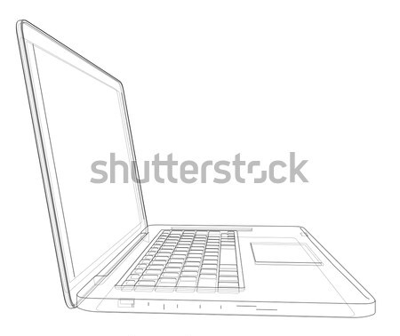 Wire-frame open laptop. Front view. Vector illustration Stock photo © cherezoff