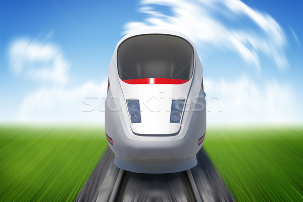 Stock photo: Train on rail-tracks, front view