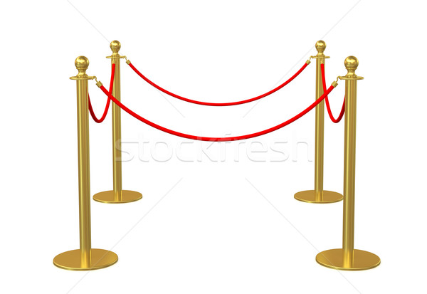 Four poles golden barricade isolate on white Stock photo © cherezoff