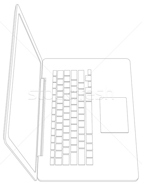 Wire-frame open laptop. Top view. Vector illustration Stock photo © cherezoff