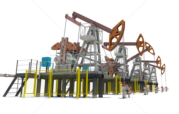 Oil pump-jacks. Isolated Stock photo © cherezoff