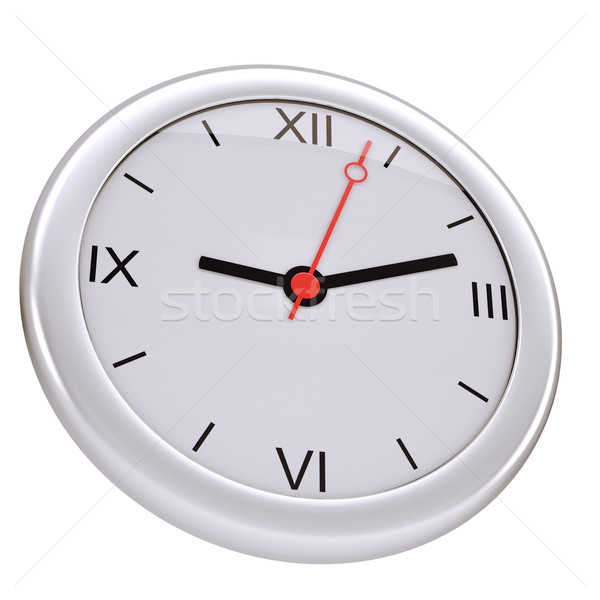 Foto stock: Reloj · números · aislado · blanco · tiempo · rojo