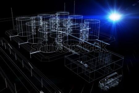 Industriële abstract architectuur wireframe geïsoleerd geven Stockfoto © cherezoff