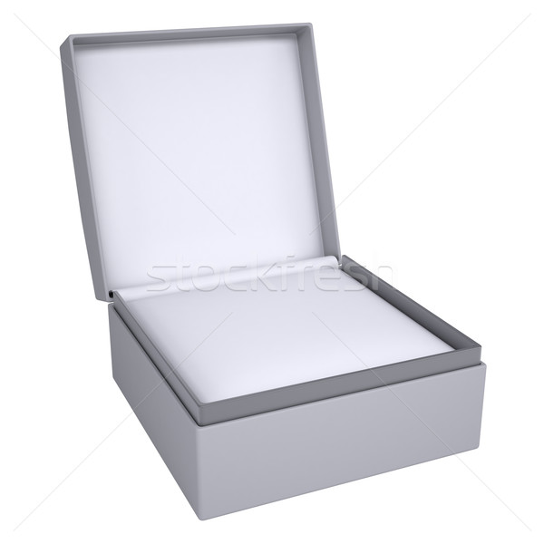 Foto stock: Abierto · caja · de · regalo · 3d · aislado · blanco · cumpleanos