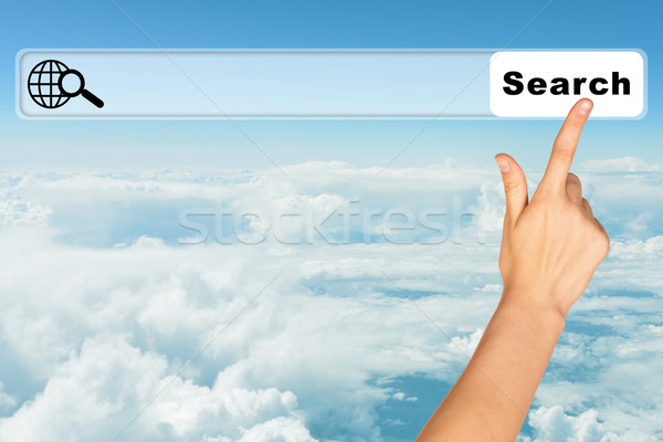Humans hand on blue sky background Stock photo © cherezoff