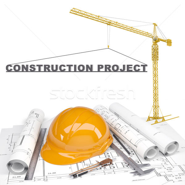 Building crane with sketches Stock photo © cherezoff