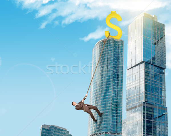 бизнесмен скалолазания небоскреба знак доллара Сток-фото © cherezoff