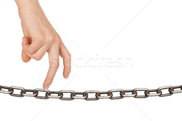 Womans fingers walking on chain Stock photo © cherezoff