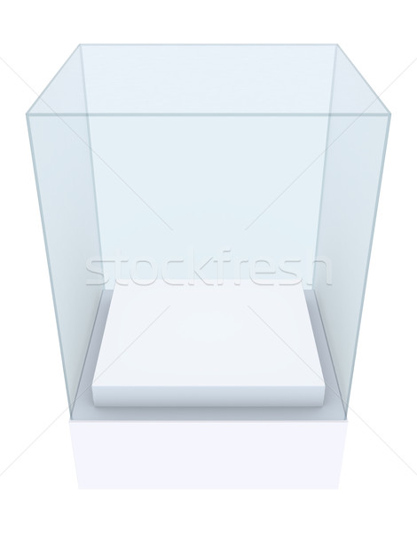 空っぽ ガラス ショーケース 3D レンダリング 白 ストックフォト © cherezoff