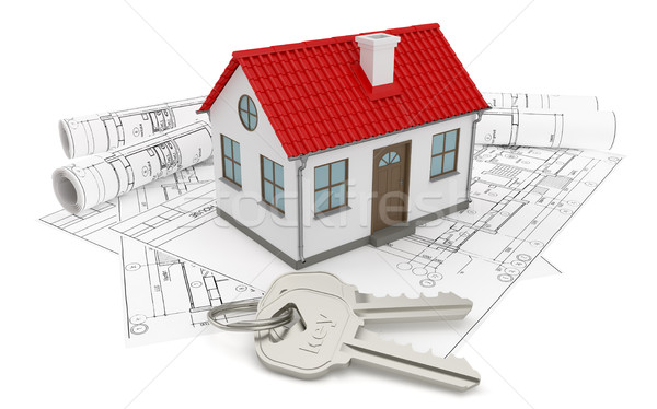 Construction drawings and small home Stock photo © cherezoff