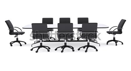 Conference table and eight black office chairs. Isolated Stock photo © cherezoff