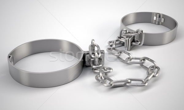 Metal shackles, on gray background Stock photo © cherezoff