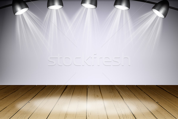 Illuminated empty concert stage with rays of light Stock photo © cherezoff