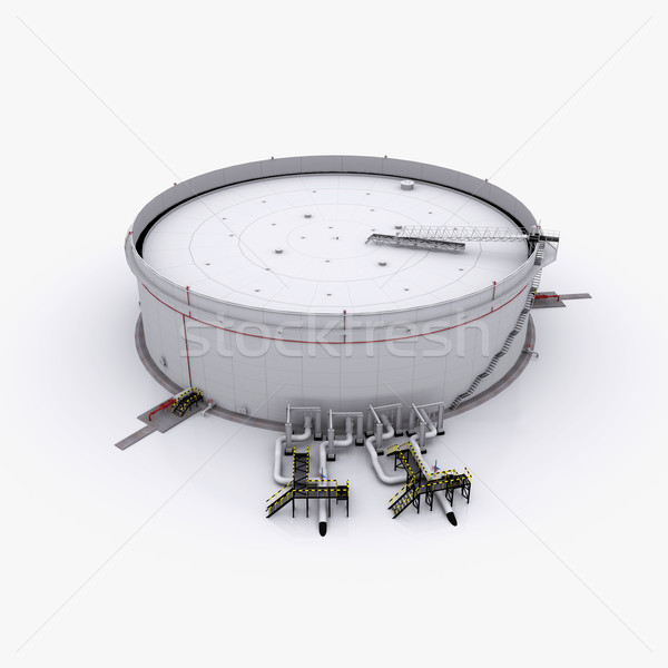 Stock photo: Large oil tank with floating roof