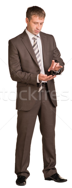 Businessman holding hands in front of him Stock photo © cherezoff