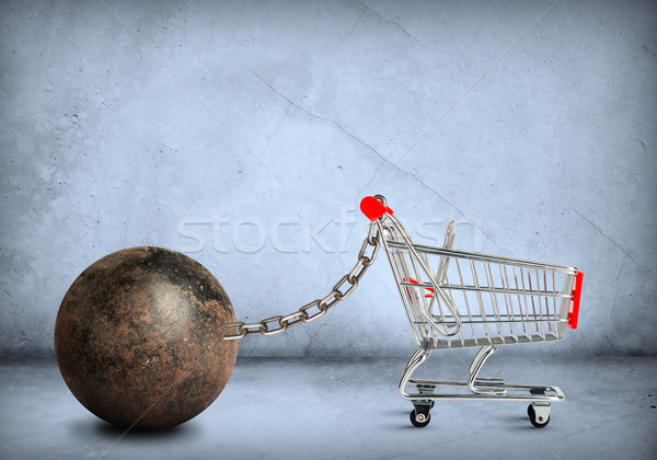 Stock photo: Iron ball with shopping cart