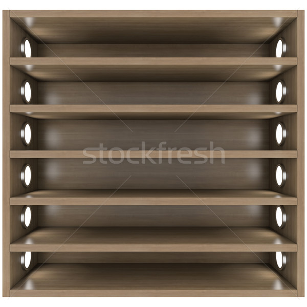 Wooden shelves with built-in lights Stock photo © cherezoff