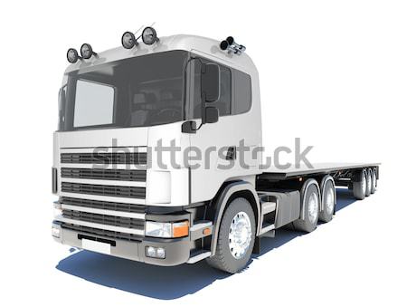 Stock fotó: Teherautó · nyerges · pótkocsi · vágány · izolált · render · fehér