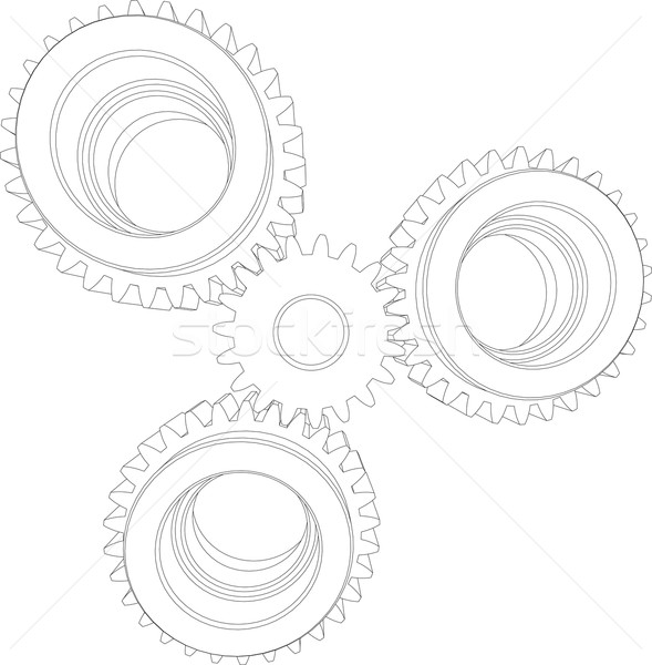 Four wire-frame gears. Front view. Vector illustration  Stock photo © cherezoff