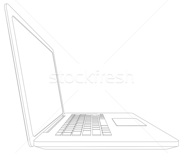 Sketch of wire-frame open laptop. Vector illustration Stock photo © cherezoff