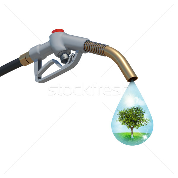 Stock photo: Landscape with tree in the centre inside of a drop weeping from 