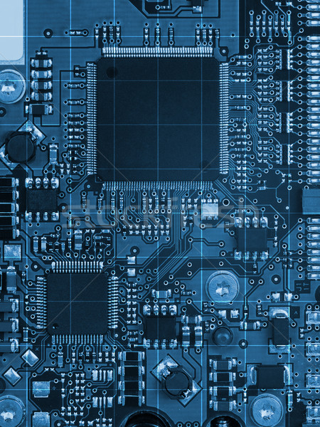 Blau Motherboard abstrakten elektronischen Chip Stock foto © cherezoff