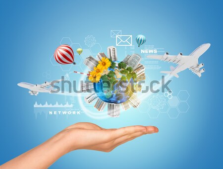 Earth above humans hands Stock photo © cherezoff
