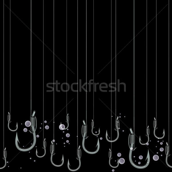Set negru momeala pescuit oţel linie Imagine de stoc © cherezoff