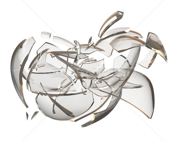 Fragments glass crashed apple. 3D rendering Stock photo © cherezoff