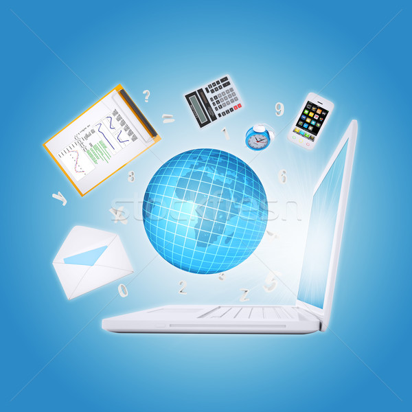 Laptop and office items Stock photo © cherezoff