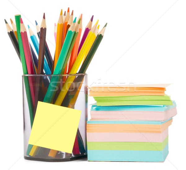Autocollants crayons isolé blanche papier design Photo stock © cherezoff