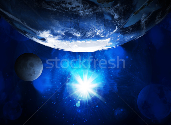 Erde Planeten Sonne Strahlen Elemente Bild Stock foto © cherezoff