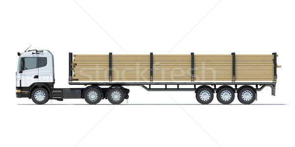 грузовика пиломатериалов изолированный оказывать белый здании Сток-фото © cherezoff