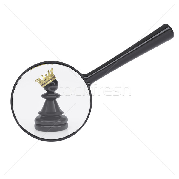 Stock photo: Black pawn with gold crown