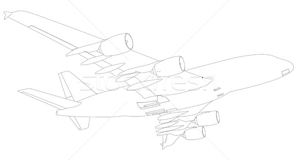 Sketch of airplane. Bottom view. Vector Illustration Stock photo © cherezoff