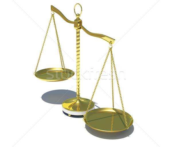 Gold beam balance with shadow. Isolated. Concept of fair trial Stock photo © cherezoff