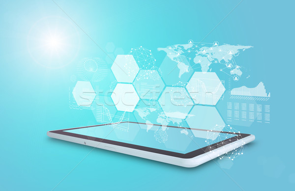 Stock photo: Tablet with virtual world map