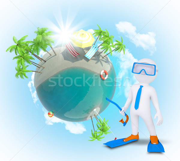 Puppet and Earth with beach Stock photo © cherezoff